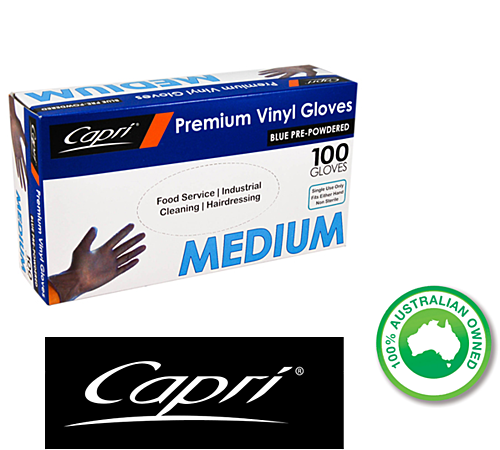 POWDERED MEDIUM GLOVE VINYL BLUE picture