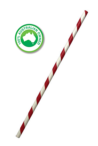 PAPER REGULAR STRAW  Red & White Stripe (250 Pack) picture