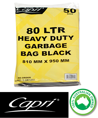 CAPRI GARBAGE BAG FLAT PACK 75-80LT (50 BAGS/SLEEVE) picture
